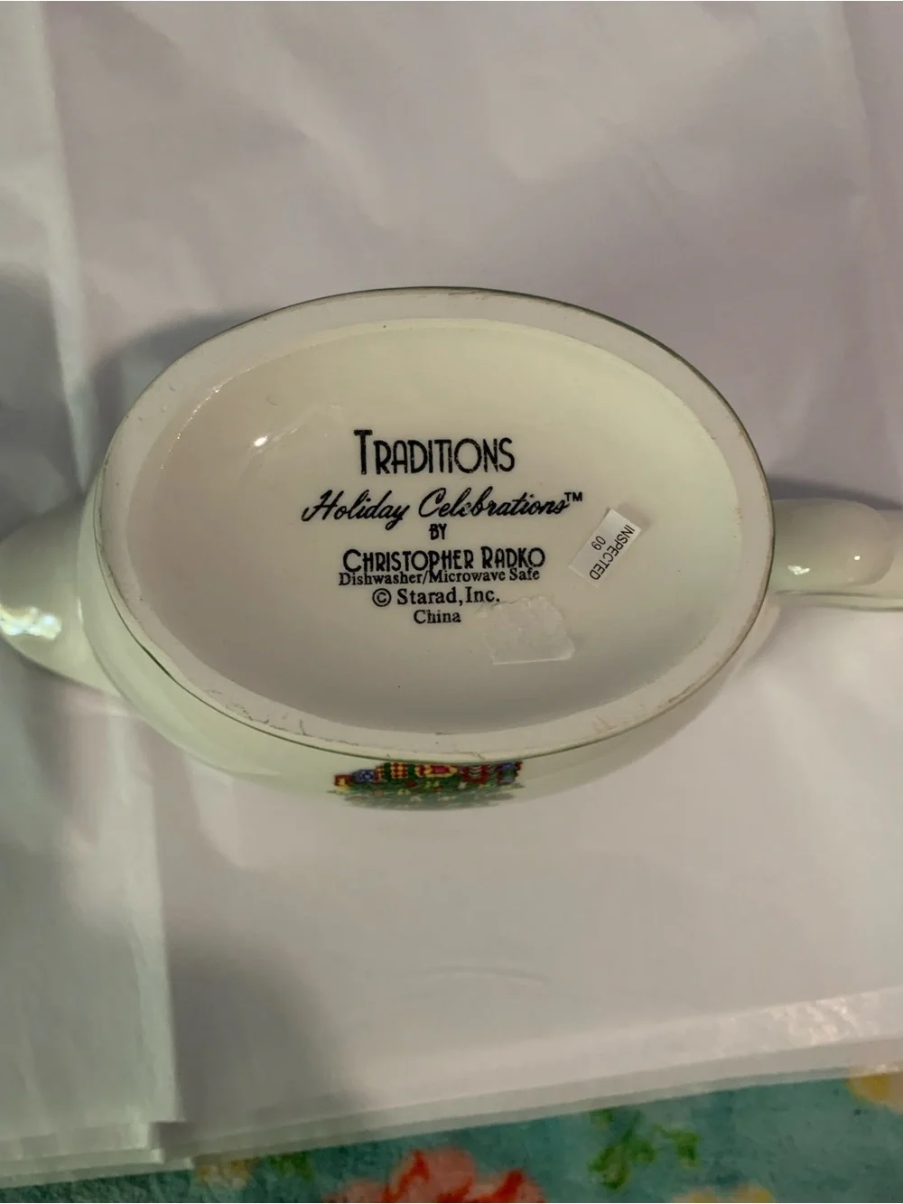 Christopher Radko Traditions Holiday Celebrations Porcelain Gravy Boat